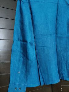 Zodiac Men Blue Pure Linen Shirt