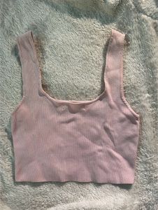 Pink Corset Ribbed Top by Glassons