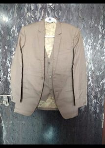 Biscuit Khaki Brown Men Suit Blazer & Waist Coat