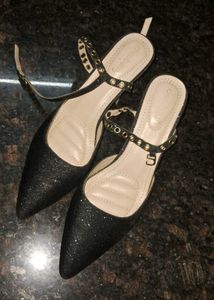 Black Glittery Casual Shoes