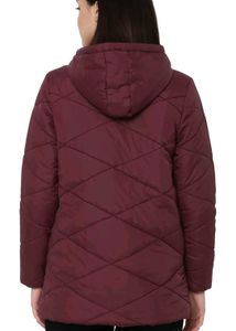 Women Burgundy Quilted Hooded Jacket