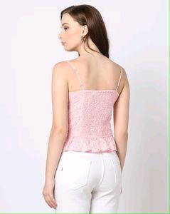 Fyre Rose Strappy Square-Neck Schiffli Top