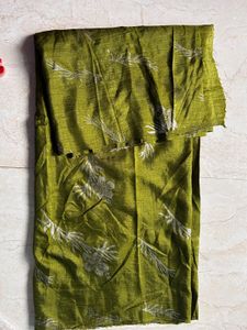 Lime Green Floral Art Silk Dress Material