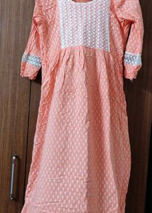 Peach Embroidered Kurti