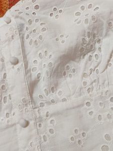 Eyelet Button-Up Crop Top