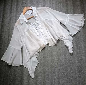 White Ruffle Shrug/Shirt