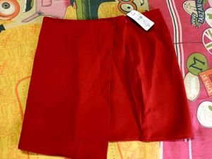 RED shein skirt