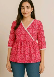 Block printed Angrakha Peplum Top