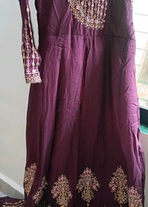 Burgundy Embroidered Anarkali Dress