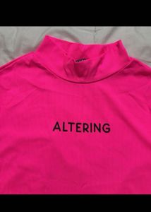 Hot Pink Mock Neck Graphic Tee