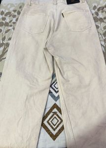 Beige Straight Fit Jeans