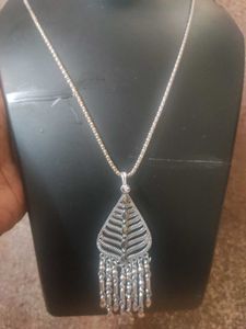 new oxidised Silver Tone Pendant Necklace