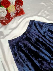 Midnight Blue Velvet Mini Skirt🌌