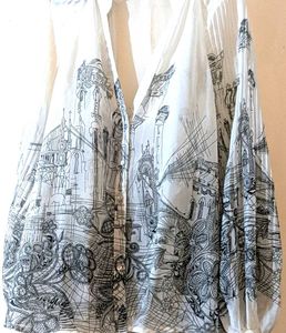 Zara Graphic Print Blouse top trendy prin