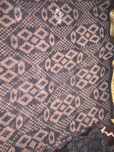 beautiful black saree with Patterned Blouse