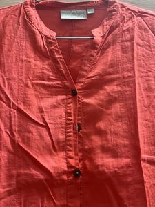 Cotton Kurta With 2 Pockets And Button In Front