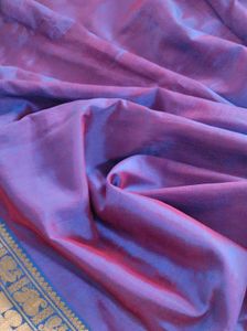 Purple and blue Saree with unstitched blouse piece