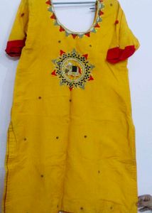 Beautiful Yellow Kurti With Embroidery For Women