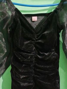 Elegant Black Velvet Mini Dress