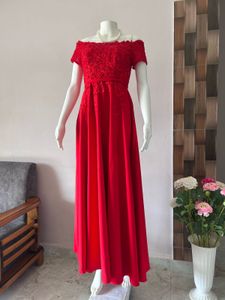 Red off shoulder lux gown