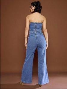 Denim Off Shoulder Jumpsuit