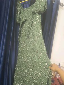Olive Green Floral Maxi Dress