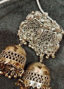 Oxidized Silver Necklace &amp; Earring Set