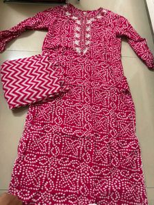 Pink Bandhani Kurta Set