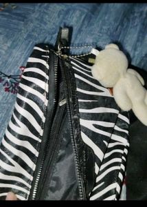Zebra Print Chain Shoulder Bag