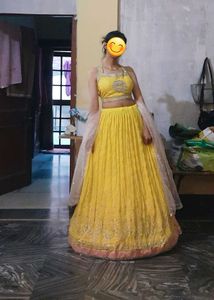 Beautiful Lime Yellow Lehenga Choli Set