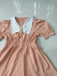 Cute Peach Dress with Peter Pan Collar