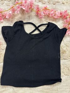 Cute Black Backless Top