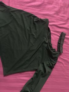 Olive Green One-Sleeve Top