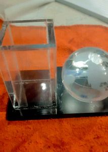 Glass Globe and Cube Desk Organizer