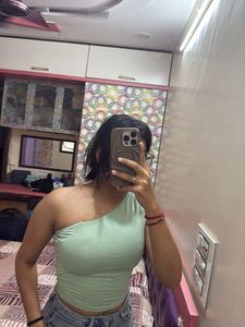 Sage Green One-Shoulder Tee