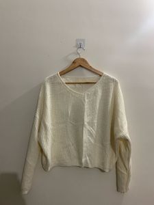 Sale‼️Cream Knit V-Neck Pullover