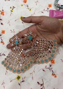 Heavy Blue And Silver Embroidery Earrings🩵🩶