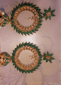 Emerald Green & Golden Earrings