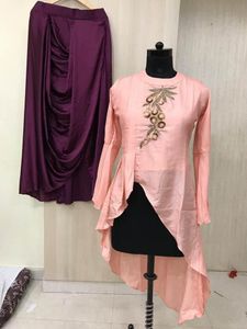 Indo Western Dress High Low Top Wd Flared Skirt