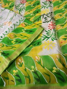Pure Cotton Sari Alover Multicolor Fabric Painting