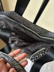 Rare Metallic Silver &amp; Black Tote Bag