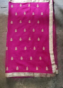 Magenta Embroidery Ethnic Saree