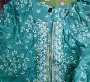 Floral Print Cotton Straight Kurti