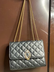 Black Sling Bag With Golden Chain