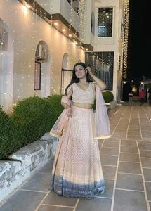 double shade peach lehenga set