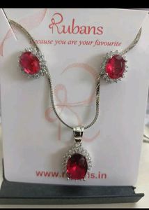 Rubans Rhodium Plated CZ- Studded Pendant Earrings