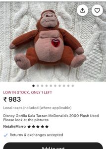 Disney Gorilla Kala Tarzan McDonald&#39;s 2000 Plush U
