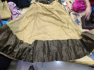 Gold Sari Fabric with Black Border