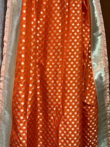 Pure Banarasi Orange & Gold Dupatta