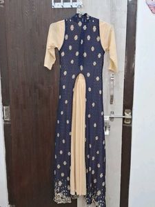 Elegant Navy Blue Embroidered Kurti